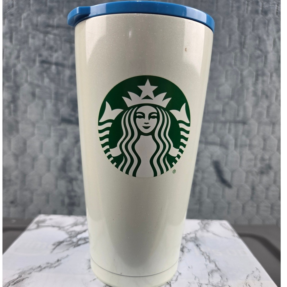 Starbucks Disney Parks 50th Anniversary Tumbler 20oz White Pearl Blue Lid 2021